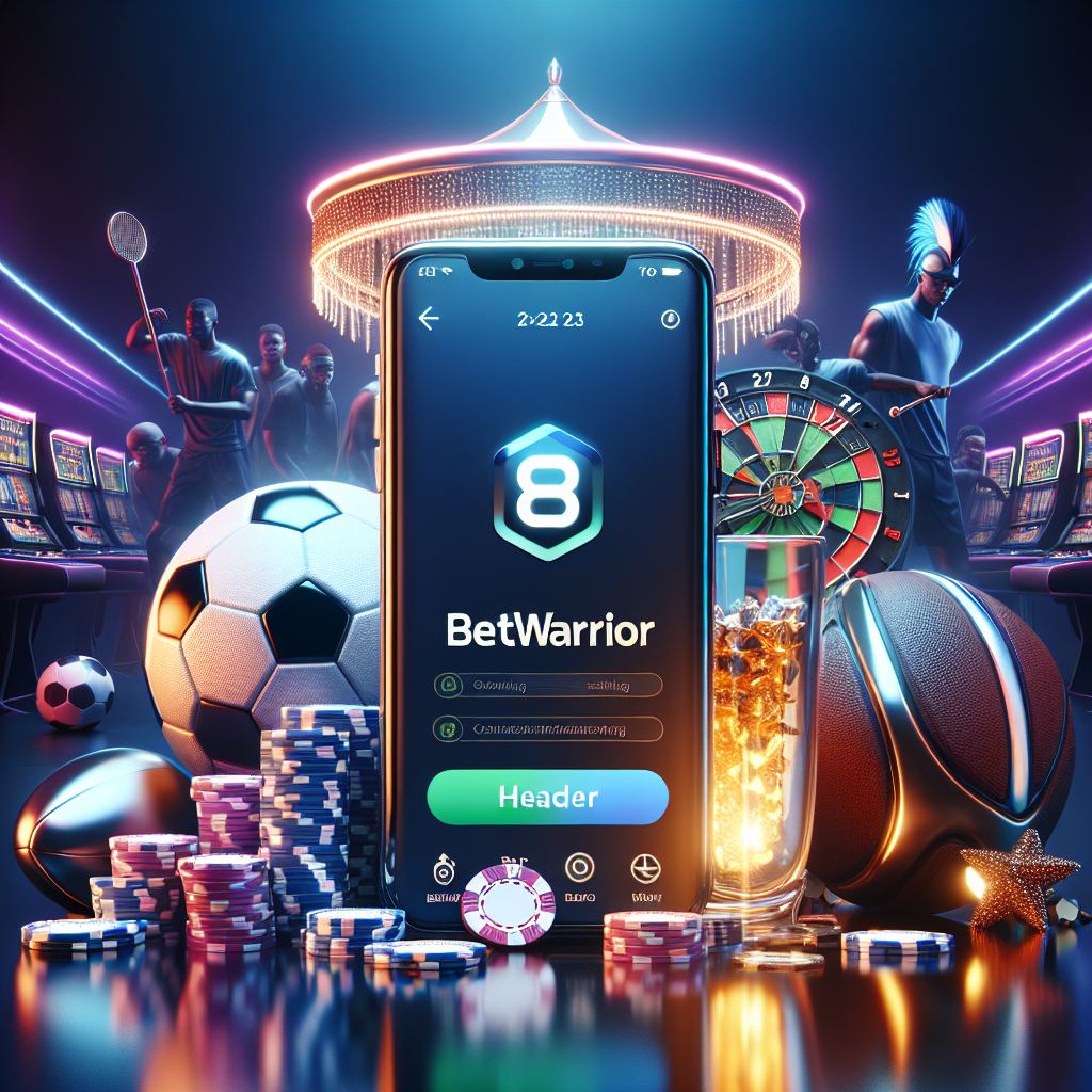 Banner de la app de BetWarrior con temática de apuestas y casino para móviles
