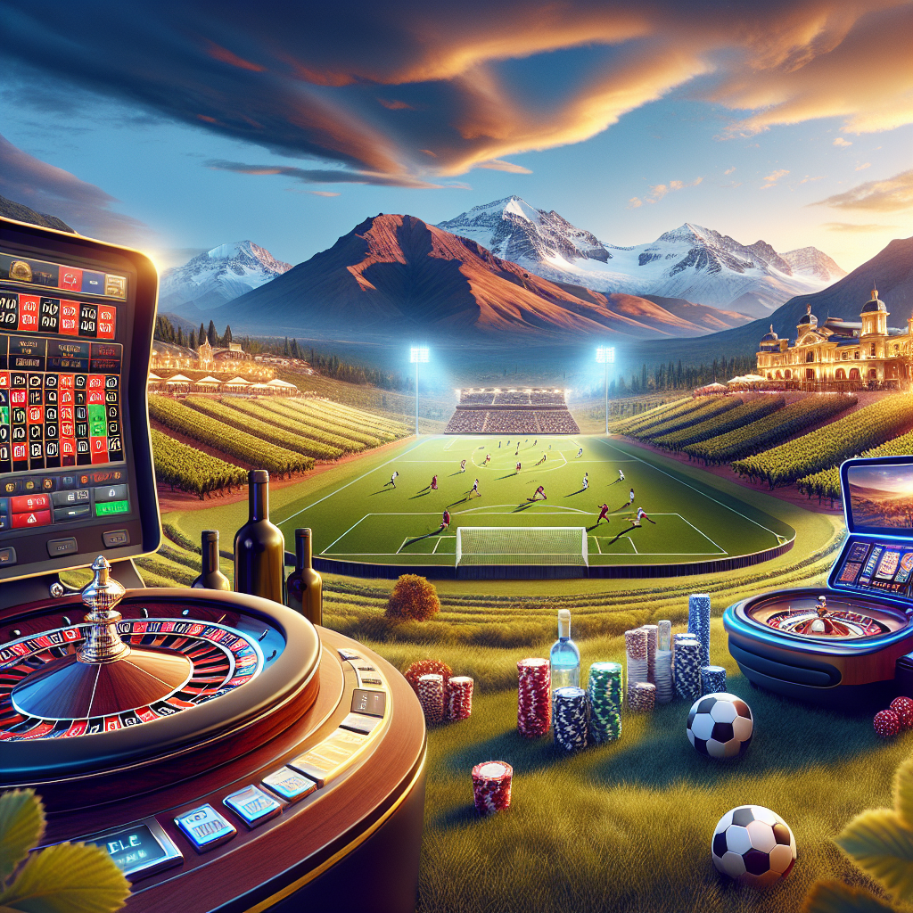 Casino online BetWarrior y apuestas deportivas en Mendoza, fondo de montañas y viñedos.