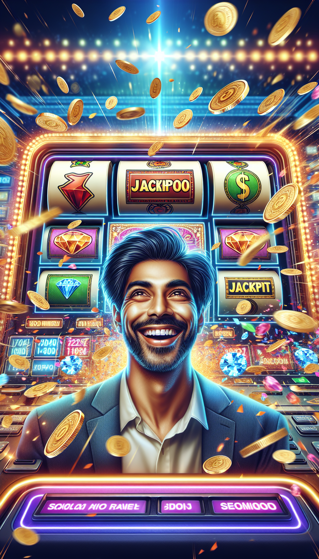 Jugador de tragamonedas celebrando un gran premio en Betwarrior